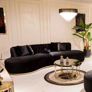 Ensemble <span class=keywords><strong>de</strong></span> canapé sectionnel incurvé tufté tissu <span class=keywords><strong>de</strong></span> velours forme ronde en acier inoxydable pour matériau <span class=keywords><strong>de</strong></span> remplissage d'éponge d'hôtel <span class=keywords><strong>de</strong></span> centre commercial d'appartement - Product Image 3