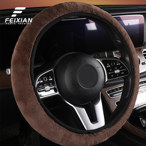 Housse de <span class=keywords><strong>volant</strong></span> en fausse <span class=keywords><strong>fourrure</strong></span> d'hiver 2024, sans anneau intérieur, universelle, adhérence automobile, approvisionnement direct d'usine - Product Image 2