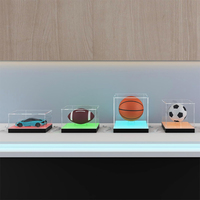Boîte de présentation de ballon de basket en acrylique transparent, boîte de rangement en verre anti-poussière, boîte de présentation de ballon de football, boîte de présentation de volley-ball étanche avec LED