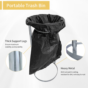 Support de sac poubelle JH-Mech, support de déchets à base ronde en acier, support de sac poubelle pour feuilles de pelouse - Product Image 1