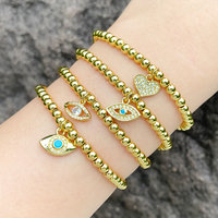 Vente chaude Or Cuivre Perle CZ Micro Pave Ours Pendentif Amitié Bracelet En Laiton Pour Les Femmes Vie Quotidienne
