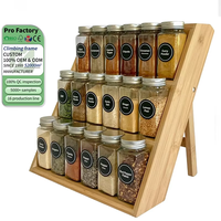 Étagère et Organiseur à Épices en Bambou, Rangement Épices et Condiments en Bois à 3 Niveaux pour Tiroirs de Cuisine et Plan de Travail