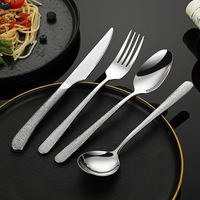 Ensemble de couverts de luxe légers style influenceur en acier inoxydable 304, finition miroir épaissie (couteau, fourchette, cuillère)