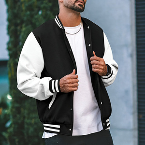 <strong>Poly</strong> Cotton Blend Varsity Jacket ODM Sporty Single Breasted Stand Collar Autumn Unisex Streetwear Baseball Bomber - Product Image 3