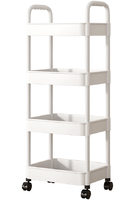 Étagère de rangement moderne minimaliste à 4 niveaux en plastique amovible pour la cuisine, la salle de bain, le salon, chariot à roulettes multifonctionnel