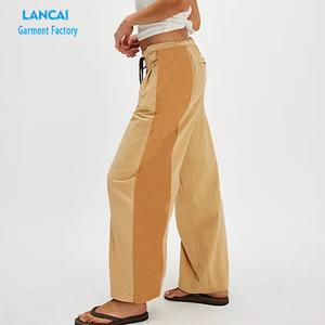 Pantalones de Pierna Recta para Mujer, Cintura con Cordón, Bolsillos Delanteros, Colores en Contraste Laterales, Tela con Bolsillo Trasero de Parche, Ropa Personalizada - Product Image 2