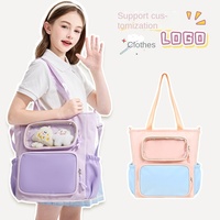 Sac à main de grande capacité avec logo personnalisé sac de tuteur pour élève d'école primaire sac transparent Pain sac à bandoulière pour garçons sac cabas en maille boutonnée