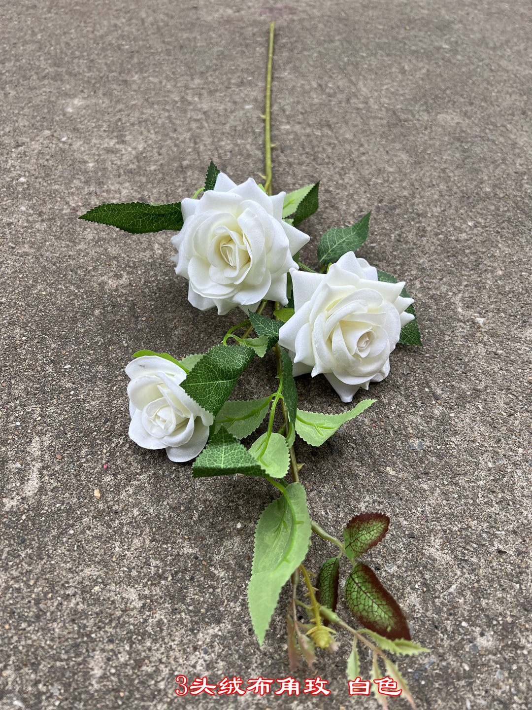 Corne 3 têtes velours rose blanc