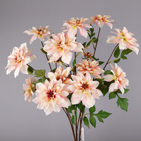 Kunstmatige Dahlia Bloem, Lange Steel Staande Bloemen voor Bruiloft Feest DIY Krans Bloemstuk Huisdecoratie