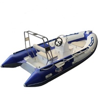 Kapal Pancing kaku serat kaca kecepatan tinggi 4.8m, kapal olahraga Yacht PVC Hypalon 1.2mm untuk kekuatan Drifting Outboard
