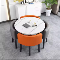 Ensemble de table à manger moderne de luxe en bois de style farmhouse, 5 pièces (4 chaises + table), écologique, gain de place, appartement, salon, hôtel