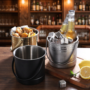 Stainless Steel <b>Ice</b> Bucket Round Rust Resistant Black Minimalist Design Party Use Beverage <b>Cooler</b> - Product Image 3