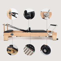 Ensemble de cinq pièces pour Pilates : Reformer pliable, lit de base, échelle de studio, baril, marchepied stable, chaise de yoga pour femmes, en chêne et érable, grande taille