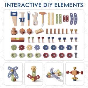 Banc d'atelier en <span class=keywords><strong>bois</strong></span> marron moderne pour enfants, atelier de bricolage pour tout-petits, garçons et filles - Product Image 3