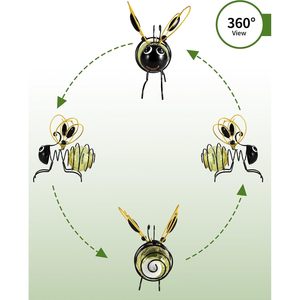 Lampe solaire suspendue en forme d'abeille, en métal, LED, pour décoration de jardin extérieur, avec ressorts oscillants, rechargeable, résistante à l'eau - Product Image 6