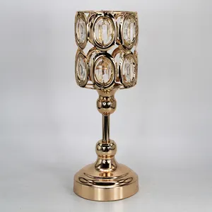 Castiçal de metal vazado de cabeça única, decorativo de metal, artesanato, de cristal de ouro, decorações de girassol, venda imperdível