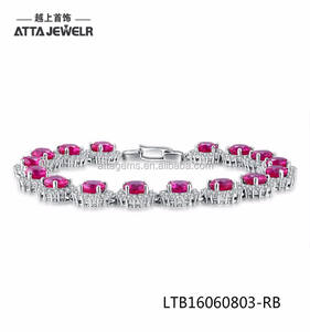 Vendita calda alla moda braccialetto 925 in argento Sterling per le signore <span class=keywords><strong>con</strong></span> creato <span class=keywords><strong>rubino</strong></span> gemma <span class=keywords><strong>bracciale</strong></span> - Product Image 3