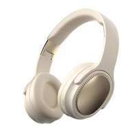 Headphone Nirkabel Beige Gold Elegan, Dapat Dilipat, Over-Ear, Bantalan Telinga Lembut, Peredam Kebisingan ENC, 20 Jam Waktu Putar, IPX-3
