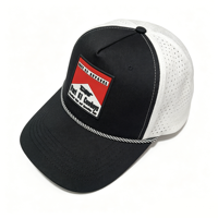 Casquette de golf pour homme à 5 panneaux avec logo personnalisé en PVC, perforations découpées au laser, imperméable, avec cordon, en polyester, casquette de baseball sportive