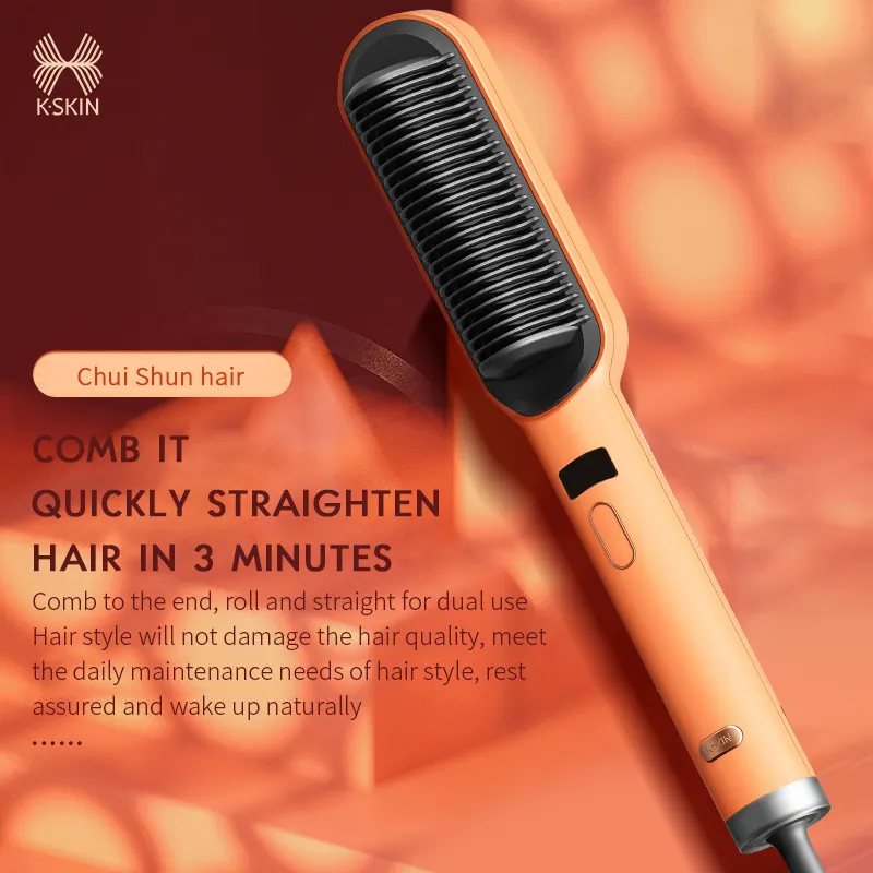 KSKIN Factory Price customizable OEM / ODM PTC Heating Electric Hair Straightener Comb