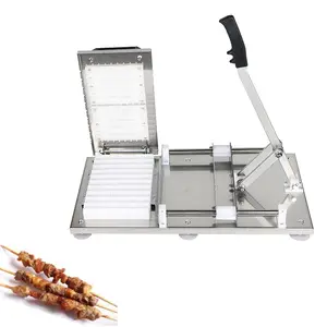 Bamboo skewer kebab maker skewering machine manual mutton kebab machine hand BBQ meat beef satay string making machine