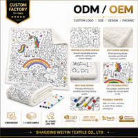 Couverture Sherpa à colorier soi-même, personnalisable, lavable, réutilisable, pour enfants, avec marqueurs, cadeau éducatif, OEM