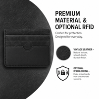 Dompet Kartu Tipis Kulit Hitam Premium untuk Pria, Cocok untuk Bawaan Kantor, Dilengkapi Slot Jempol Melengkung dan Penyimpanan Multi Kartu
