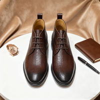 Bottes Chelsea classiques de luxe pour hommes, à lacets, plateforme, en cuir véritable, fabriquées à la main, antidérapantes, rehaussantes, tendance