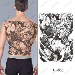 Tatuaje Temporal Grande de Espalda Completa para <span class=keywords><strong>Hombre</strong></span>, Diseño <span class=keywords><strong>Sexy</strong></span> de Arte Corporal con León, Tigre y Dragón - Product Image 5