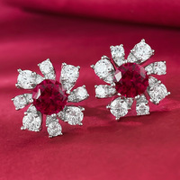 925 Pure Silver Fine Stud Boys Ohrringe Neue kompakte exquisite Pigeon Blood Ruby Boys Ohrringe Einfache vielseitige Ohr zubehör