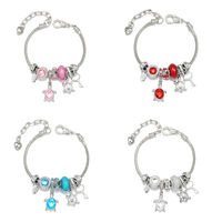Bracelet à breloques DIY Série Océan avec chaîne serpent, pendentifs tortue marine et coquille de tortue, perles de verre colorées, réglable, bijoux de mode pour femme