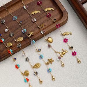 Bracelet tendance anti-ternissement en acier inoxydable plaqué or PVD 14k 18k avec logo personnalisé, motifs éléments marins, pour femmes et hommes, vente en gros - Product Image 4