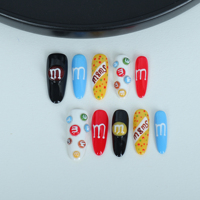 Ongles artificiels faits à la main; Style personnalisé peint à la main.