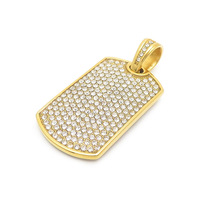 Pendentif rectangulaire géométrique en acier inoxydable plaqué or 18 carats, serti de diamants, pour homme, cadeau pour mariage ou fête