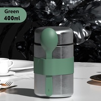 BIMO 400ml Contenant alimentaire isotherme en acier inoxydable écologique à large ouverture avec cuillère colorée, maintien thermique 6-12 heures