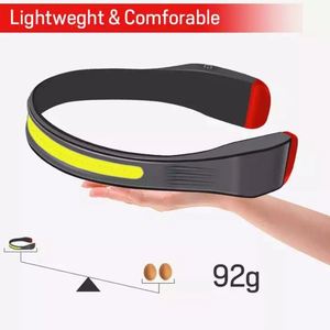 Nouveau type-c inondation tête-montée rouge voyant d'avertissement étanche à l'eau extérieur escalade pêche Usb Rechargeable Led Cob phares - Product Image 5