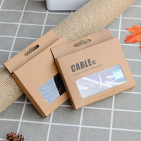 Boîte en papier kraft brun pliable personnalisée à bas prix, boîte pour chargeur de téléphone portable, boîte d'emballage pour câble USB avec fenêtre