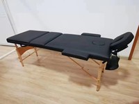 Amain Table faciale portable en bois pour spa de beauté Lit de massage pliable en cuir PVC réglable en hauteur