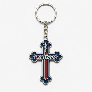 Porte-clés personnalisés en gros de haute qualité, croix religieuse, breloque sainte, porte-clés de la foi catholique, souvenir pour croyants - Product Image 3