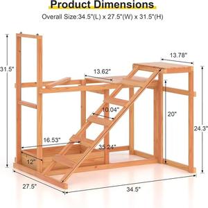 เล้าไก่แบบแกว่งไม้พร้อมกรงไก่และคอนไก่ยืน - Product Image 2