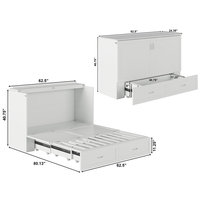 Cama Queen Size de Madera Maciza Montada en la Pared con Gabinete, Cajón de Almacenamiento Extra Grande, Cargador Integrado, Cama Plegable Multifuncional Moderna