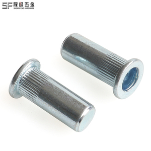 Écrous à riveter à trou <span class=keywords><strong>aveugle</strong></span> en acier au carbone, zingués bleu-blanc, à tête plate moletée, classe 4.8 6.8, métriques/im impériales, pour l'industrie générale - Product Image 3