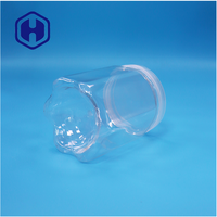 Pot en plastique PET hexagonal unique de 540 ml de qualité alimentaire avec couvercle à vis anti-fuite sans BPA, fond ondulé, pour le stockage de collations, de bonbons, de sucre