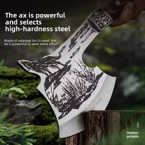 Rìu đa năng cắm trại ngoài trời kiểu mới 2025, cán gỗ, thiết kế tùy chỉnh, kiểu Trung Quốc, dùng mở đường leo núi - Product Image 2