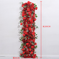Klassischer Weiß-Grüner Realistischer Handgefertigter Künstlicher Blumenläufer 2 Meter Lang Seidenrosen-Hortensien Tischdekoration für Hochzeiten