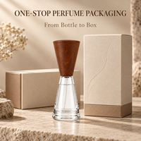Flacon pulvérisateur de parfum en verre conique transparent de 15 ml avec bouchon en bois de noyer, atomiseur de parfum conique, flacon vide pour emballage cosmétique