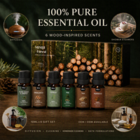 Coffret Cadeau d'Huiles Essentielles 100% Pures 10ml*6 Parfums Inspirés du Bois pour la Fabrication de Bougies et les Diffuseurs de Douche OEM ODM