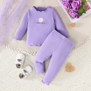 Ensemble pantalon et haut à manches longues pour bébés filles, printemps automne, ensemble quatre pièces, polyester, imprimé fleuri, confortable et élégant - Product Image 5