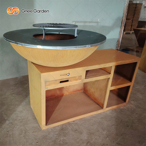 Modern Durable Corten Steel Barbecue <b>Fire</b> <b>Pit</b> Outdoor Charcoal Grill with Firewood Log Storage for Garden & Camping - Product Image 6