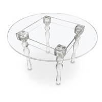Mesa de Comedor Transparente de Acrílico Transparente para Hotel, Múltiples Formas para Banquetes, Bodas y Eventos